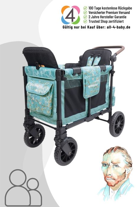 Wonderfold W2 Luxe Pro für 2 Kinder / Bollerwagen Van Gogh Edition