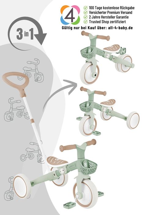 Globber Learning Trike 3in1 Plus Eco / Dreirrad / Laufrad