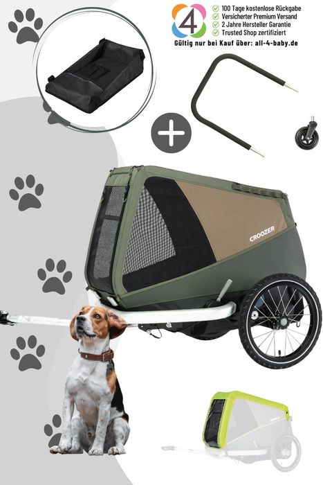 Croozer Dog Enna Happy Walk inkl. Regenverdeck, Packfach, Buggy-Set