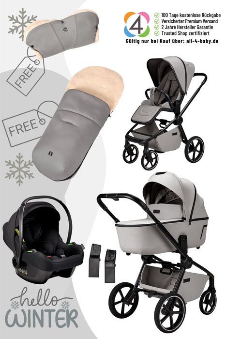Moon Resea 2.0 Komkinderwagen 3in1- Cosmo 2.0, Fußsack u. Handmuff