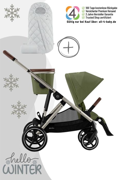 Cybex Gazelle S Kinderwagen / Geschwisterwagen inkl. Snogga 2.0 Fußsack