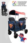 Wonderfold W4 Luxe Pro Kinderwagen für 4 Kinder / Bollerwagen Superman Edition