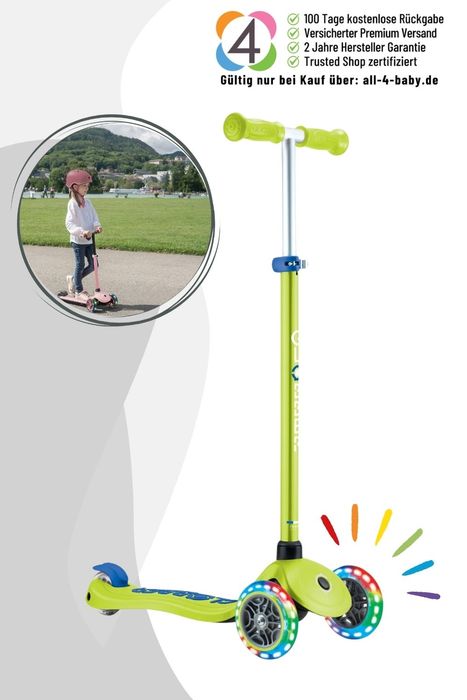Globber Primo Plus Lights mit Leuchtrollen / 3-Wheels-Scooter
