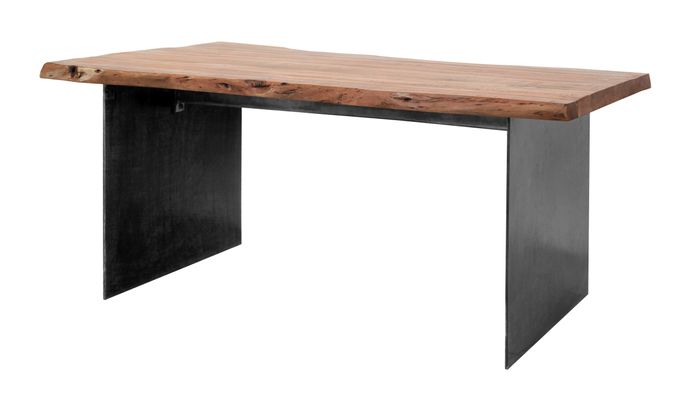 LIVE Esstisch 180x90 Top 55mm mit Eisengestell Tisch mit Akazienholzplatte und Eisengestell