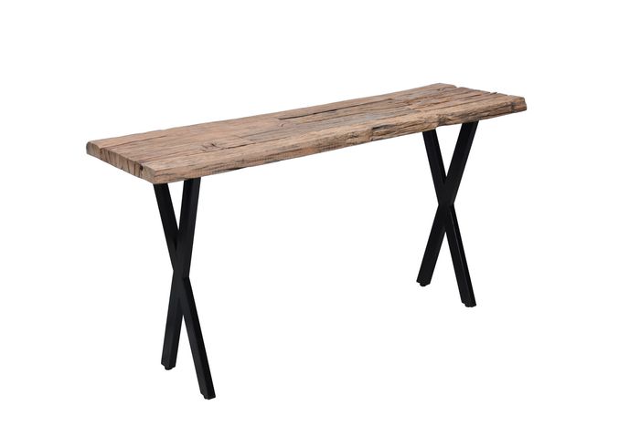 SLEEPER Konsole Konsole aus recyceltem Altholz der Serie Sleeper schräge Ansicht