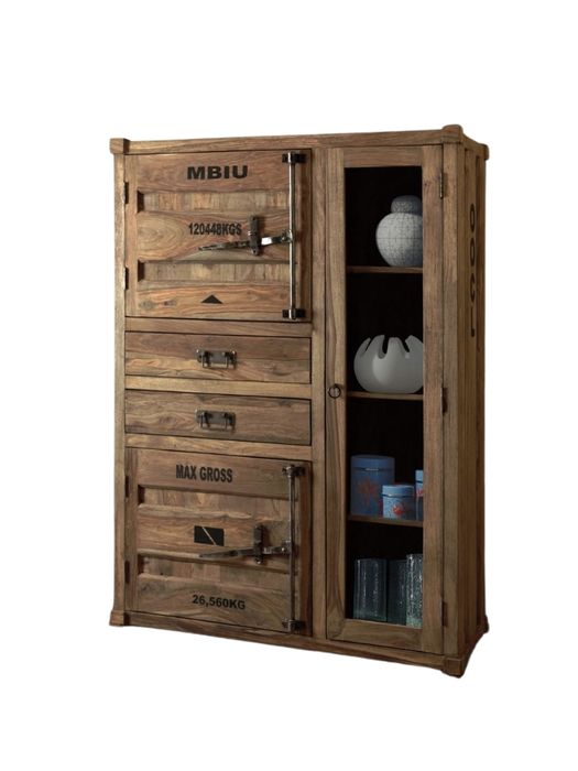 CONTAINER Highboard mit Glastüre, 2 Schubladen, 2Türen CONTAINER Highboard mit Glastüre, 2 Schubladen, 2Türen