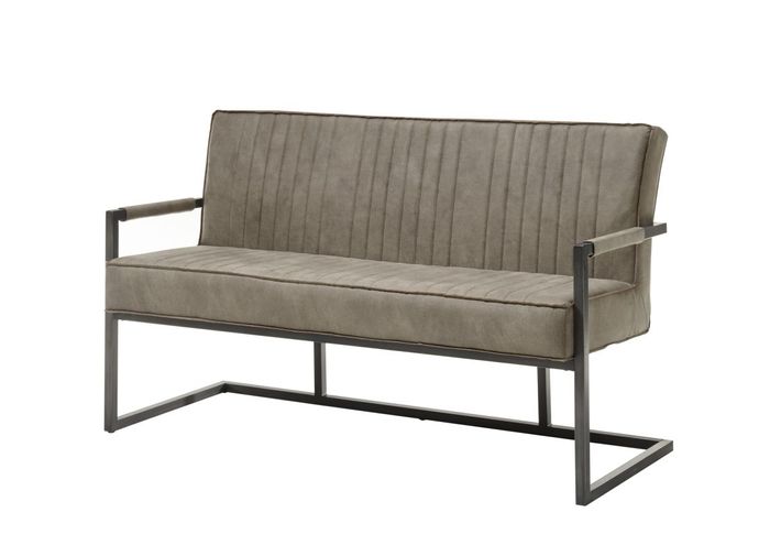 SEBA Bank mit Armlehne David taupe Bank David mit Armlehne 160x69x92 cm (LxBxH) in taube; Sitzfläche 153,5x52x46 cm (TxBxH); Fuß aus Eisen schwarz; Mikrofaser