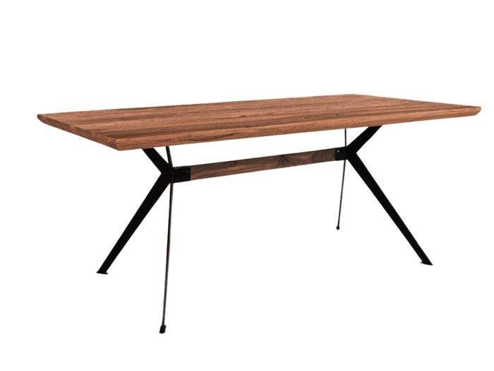 YOGA Esstisch Iron legs schwarz 180x90 Top 12 mm Artikelbild des Yoga Esstisches in der Farbe nougat vor weißem Hintergrund
