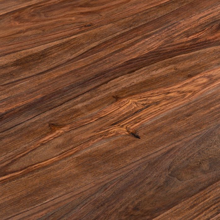 YOGA Esstisch Iron legs schwarz 180x90 Top 12 mm Holzmuster Shishamholz in der Farbe nougat