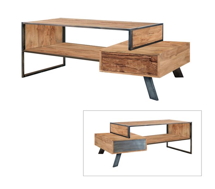 CITY Couchtisch 130x70 mit Schublade beidseitig / Ablage Artikelbild des City Couchtisch beidseitig