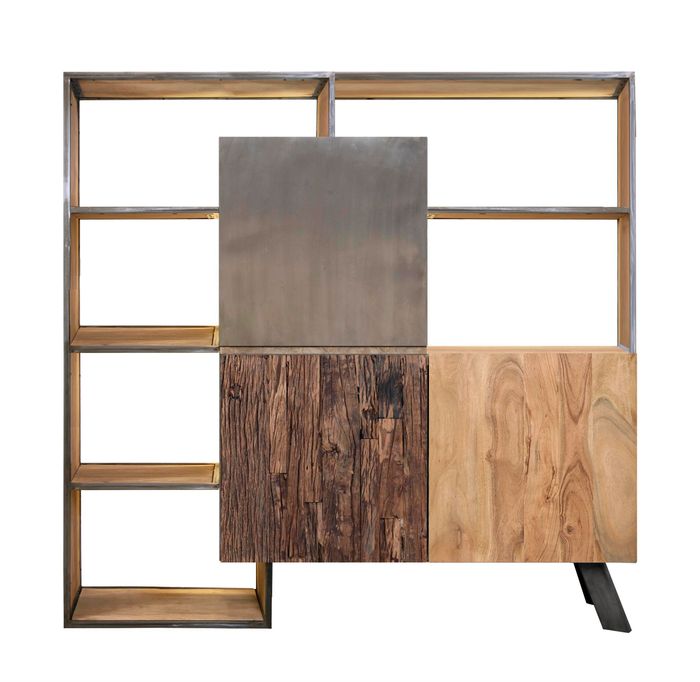 CITY Highboard mit LED‑Licht, 3 Türen, 6 Ablageflächen, 165×40×160 cm Artikelbild des City Highboards vor weißem Hintergrund