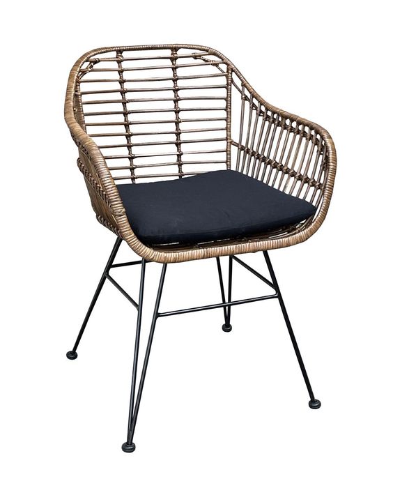 BALI Rattan Stuhl Tora inkl. Kissen schwarz BALI Rattan Stuhl Tora inkl. Kissen schwarz