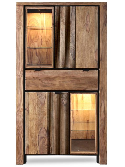 BANDUNG Vitrine 2 Türen/1 Schublade/4 Glasablagen/Licht BANDUNG Vitrine 2 Türen/1 Schublade/4 Glasablagen/Licht