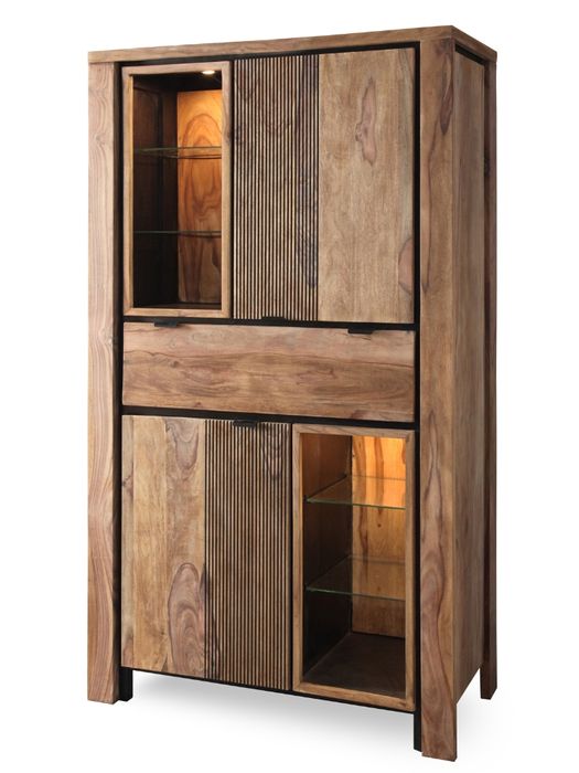 BANDUNG Vitrine 2 Türen/1 Schublade/4 Glasablagen/Licht BANDUNG Vitrine 2 Türen/1 Schublade/4 Glasablagen/Licht