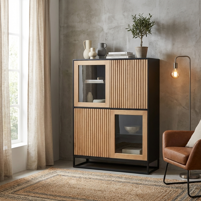NAMIBIA Highboard mit 2 Glas- / 2 Holztüren NAMIBIA Highboard mit 2 Glas- / 2 Holztüren