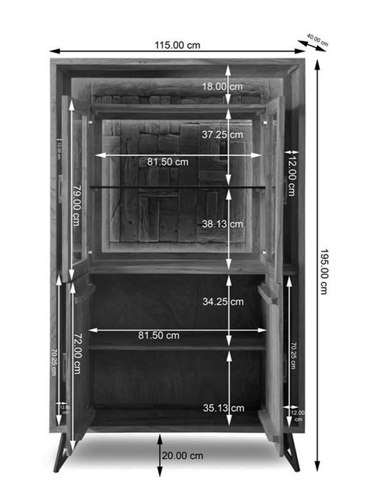 HUDSON Vitrine 2 Glas-/ 2 Holztüren / 1 Glasboden / Licht HUDSON Vitrine 2 Glas-/ 2 Holztüren / 1 Glasboden / Licht
