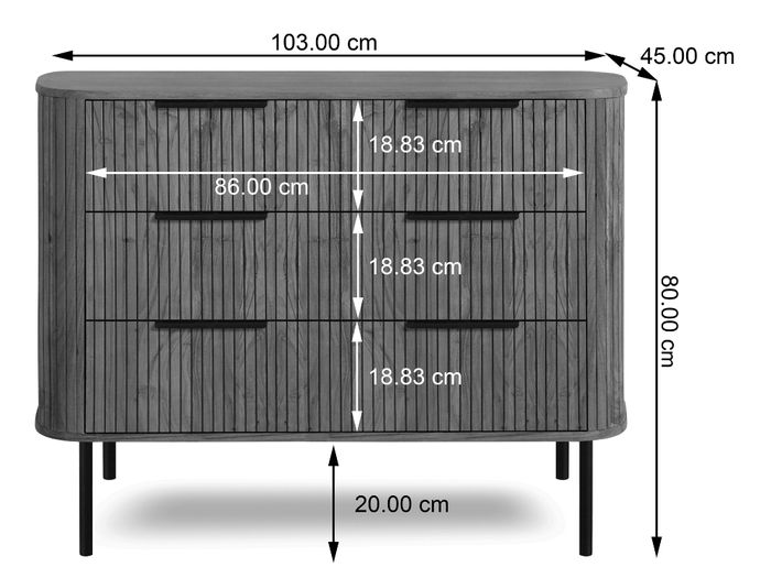 BRONX ROUND Kommode mit 3 Schubladen BRONX ROUND Kommode mit 3 Schubladen