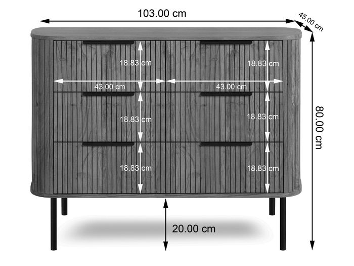 BRONX ROUND Kommode mit 6 Schubladen BRONX ROUND Kommode mit 6 Schubladen