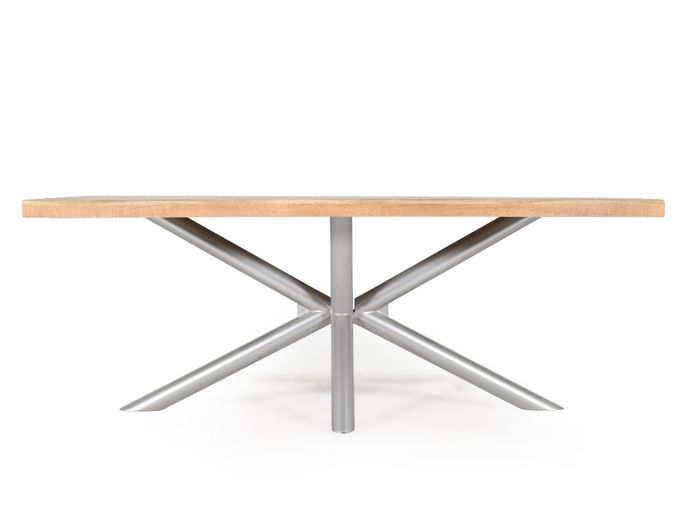 Esstisch Baumkante Mangoholz 220x100 cm, Tischfuß Memphis round silber Esstisch Baumkante Mangoholz 220x100 cm, Tischfuß Memphis round silber