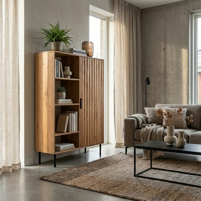 CURVE Highboard mit 1 Tür / 4 Ablagen CURVE Highboard mit 1 Tür / 4 Ablagen