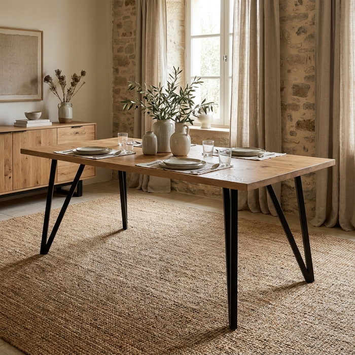 Esstisch Massivholz Eiche 200 x 80 cm – Handgefertigter Esstisch mit 3,5 cm starker Tischplatte Esstisch Massivholz Eiche 200 x 80 cm – Handgefertigter Esstisch mit 3,5 cm starker Tischplatte