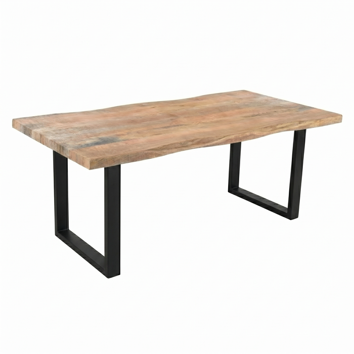 Baumkantentisch Mango latte 180x90x5,5 - U-Gestell 2er-Set 80x40 schwarz matt Baumkantentisch Mango latte 180x90x5,5 - U-Gestell 2er-Set 80x40 schwarz matt