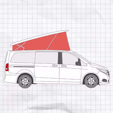 Project Camper Magnet Isomatten Aufstelldach / Dachbett / Hochdach für Mercedes Marco Polo / Horizon / Activity (W447) links, rechts, hinten Maßgeschneiderte Magnet-Aufstelldachisolierung für Mercedes-Benz Marco Polo (ab 2014) als thermische und akustische