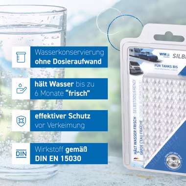 Silbernetz Wasserkonservierung für Mercedes Marco Polo Wassertank Ag+, Automatische Wasserkonservierung, Biofilm, Silberionen, Silbernetz, Wasserkonservierung Mercedes Marco Polo Zubehör Shop - 1sternehotel - alles für den Mercedes Marco Polo