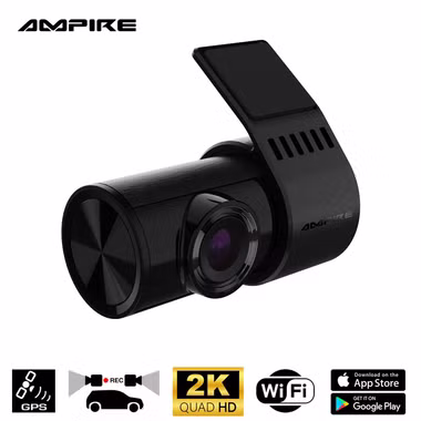 Double caméra de sécurité Ampire en résolution 2K (Quad HD) avec WiFi et GPS pour un enregistrement brillant pendant la conduite