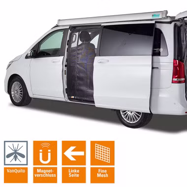 Magnet Fliegengitter / Moskitonetz mit Magnet Reißverschluss für Mercedes V Klasse, Vito,  Marco Polo, Horizon, Activity Schiebetür ab BJ2014 (W447), Insektengitter für die Schiebetür - reine Magnetmontage Moskitonetz mit Magnet Reißverschluss