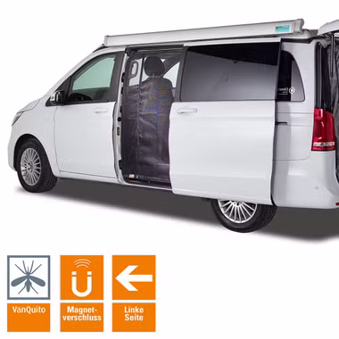 Moustiquaire magnétique avec fermeture éclair magnétique pour Mercedes-Benz classe V, Vito, Marco Polo, Horizon, Activity à partir de BJ2014 (W447) porte(s) coulissante(s)