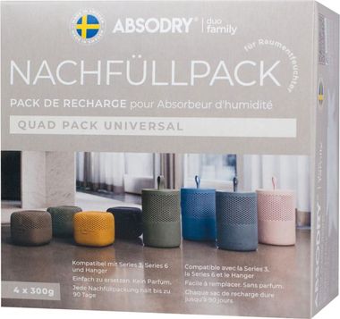 Refill pack for minimalist and aesthetic dehumidifier for motorhomes, campervans and rooms up to 30 m³, 4x300g
