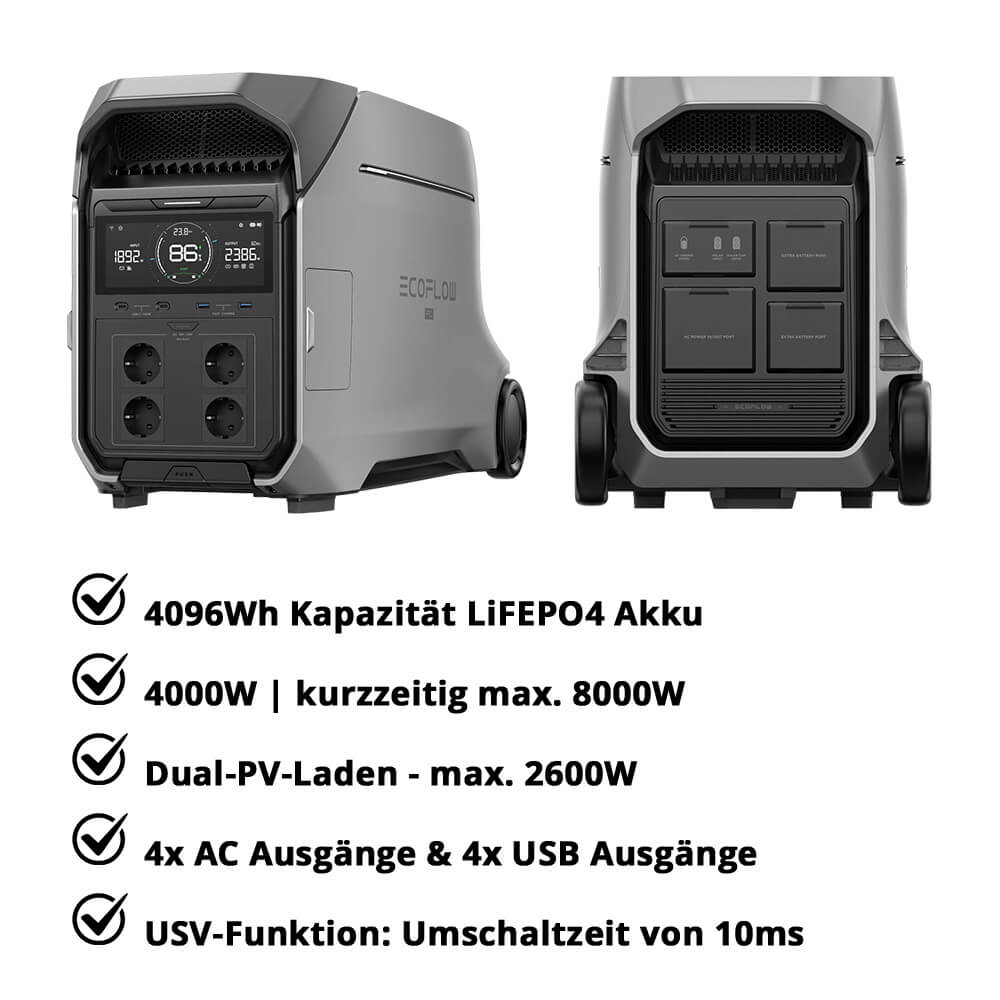 EcoFlow Delta Pro 3 LiFePo4 Power Station 4,096Wh | EFD521 | 4,000