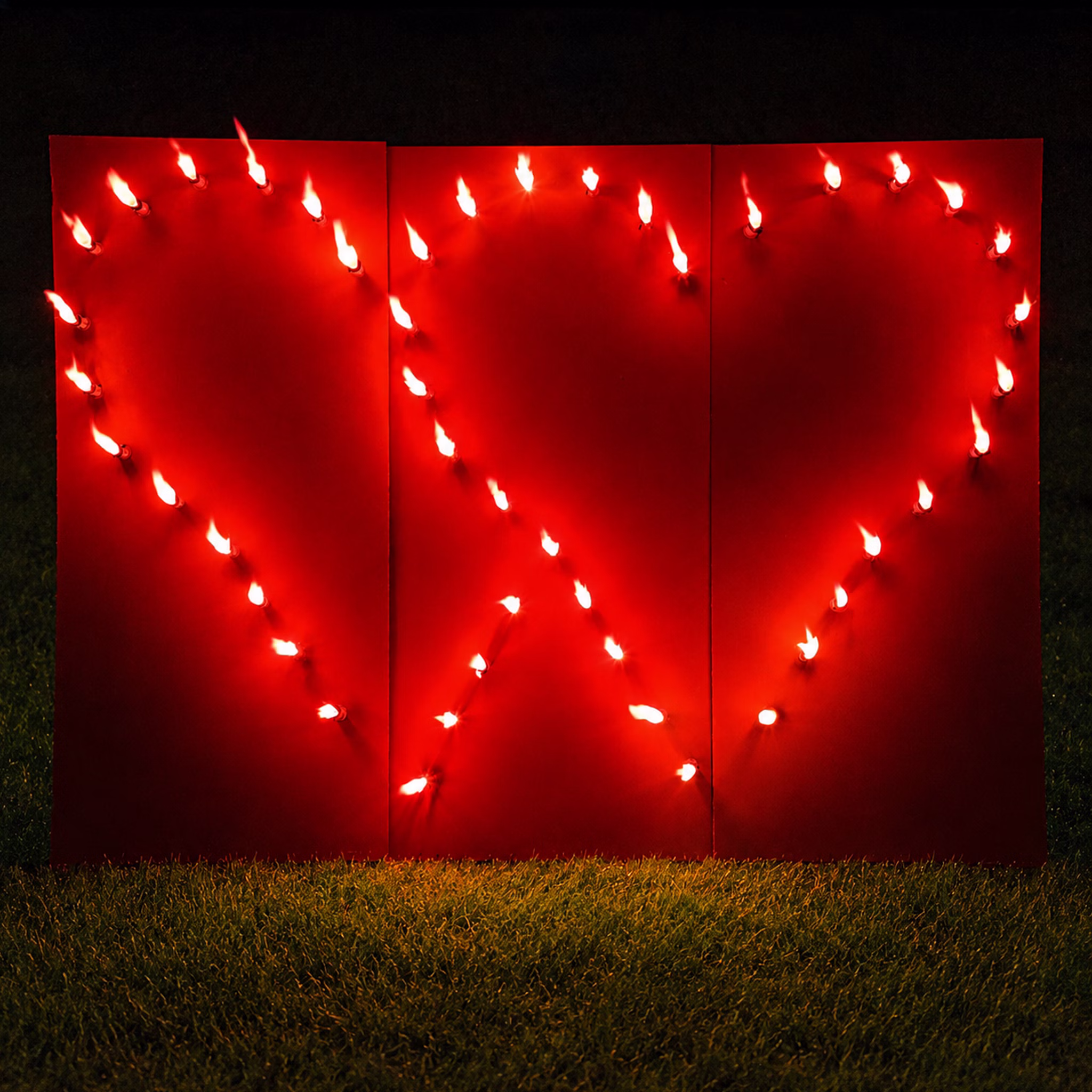 Lichterbild Brennendes rotes Doppelherz 