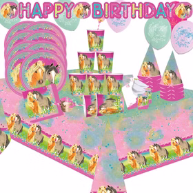 Pferde Party-Set Kindergeburtstag Deluxe Best Friends 76 Teile Party-Geschirr Tiermotive Pferde Pony rosa Mädchen Tischdeko Mottoparty Pferde Party-Set Kindergeburtstag Deluxe Best Friends 76 Teile Party-Geschirr Tiermotive Pferde Pony rosa Mädchen Tischdeko Mottoparty