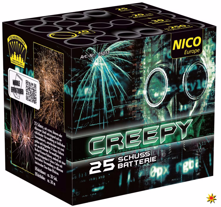 Feuerwerk Batterie Creepy 25 Schuss Für Silvester und andere Anlässe Feuerwerk Batterie Creepy 25 Schuss Für Silvester und andere Anlässe