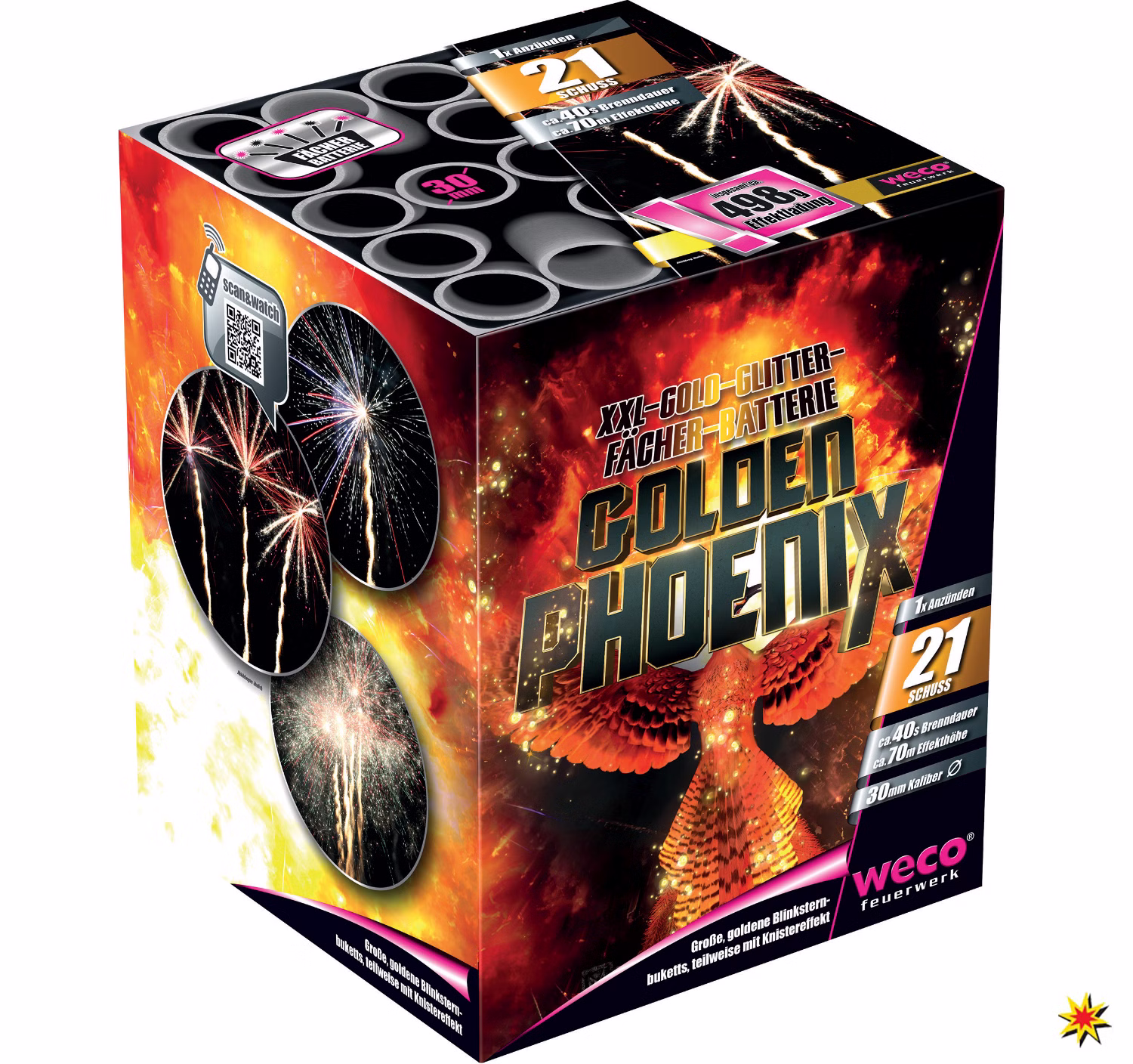 Golden Phoenix Feuerwerk Batterie 21 Schuss Für Silvester und andere Anlässe Golden Phoenix Feuerwerk Batterie 21 Schuss Für Silvester und andere Anlässe