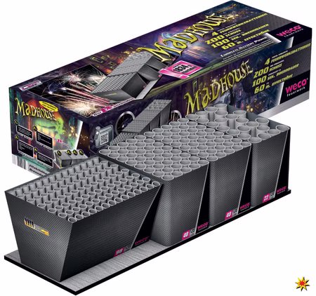 Madhouse Verbundfeuerwerk 200 Schuss für Hochzeiten, Geburtstage, Silvester Madhouse Verbundfeuerwerk 200 Schuss für Hochzeiten, Geburtstage, Silvester