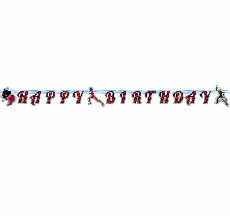 Party-Set Kindergeburtstag Miraculous Ladybug Cat Noir 26-tlg. Geburtstag Geschirr Mädchen Superhelden Kinderfasching Einschulung Mottoparty Happy Birthday Banner mit Miraculous-Motiven.