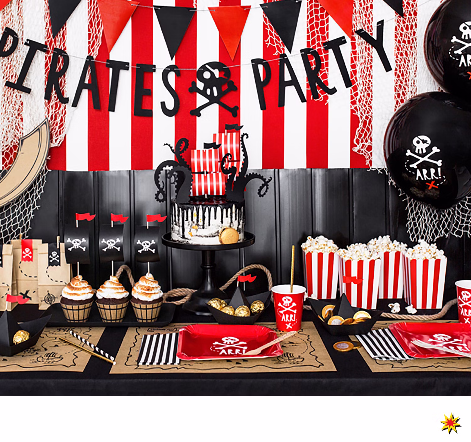 Party-Set Kinder Geburtstag Pirat Deko Luftballons, 72-tlg. deluxe Kindergeburtstag Mottoparty Kinderfasching