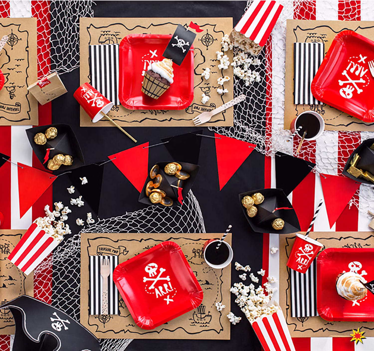Party-Set Kinder Geburtstag Pirat Deko Luftballons, 72-tlg. deluxe Kindergeburtstag Mottoparty Kinderfasching