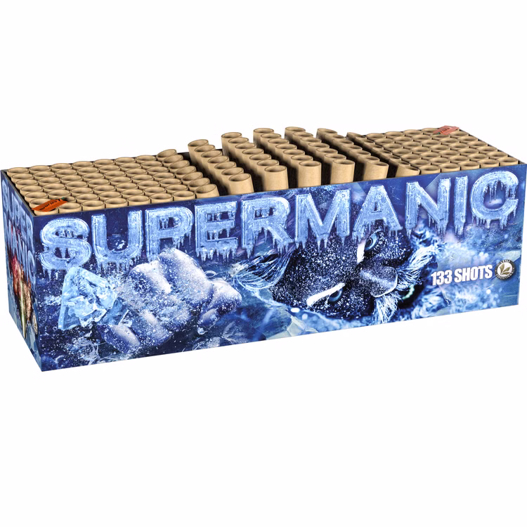 Supermanic Feuerwerksverbund mit 133 Schuss, für Silvester, Hochzeiten, Geburtstage uvm. Supermanic Feuerwerksverbund mit 133 Schuss, für Silvester, Hochzeiten, Geburtstage uvm.