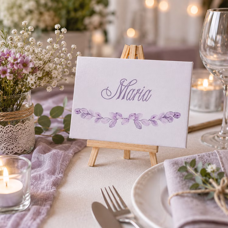 20 Mini Staffeleien Holz Kartenhalter Fotohalter Hochzeit Tischdeko Aufsteller Holz Keilrahmen Tisch-Deko Events Jubiläum SALE Party-Deko Party-Zubehör Kleine Holz-Staffelei als eleganter Namenskartenhalter auf stilvoll dekorierter Hochzeitstafel mit Kerzen und Blumen.