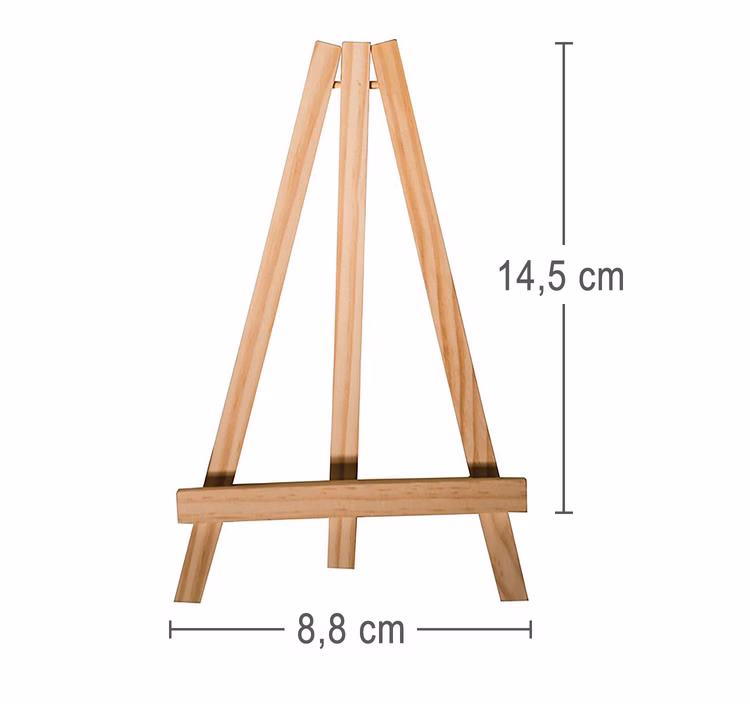 20 Mini Staffeleien Holz Kartenhalter Fotohalter Hochzeit Tischdeko Aufsteller Holz Keilrahmen Tisch-Deko Events Jubiläum SALE Party-Deko Party-Zubehör Kleine Holz-Staffelei mit Maßangaben 8,8 x 14,5 cm auf weißem Hintergrund zur Darstellung der Produktgröße.
