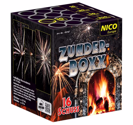Zunderboxx Feuerwerksbatterie 16 Schuss, für Silvester, Hochzeiten, Geburtstage uvm. Zunderboxx Feuerwerksbatterie 16 Schuss, für Silvester, Hochzeiten, Geburtstage uvm.