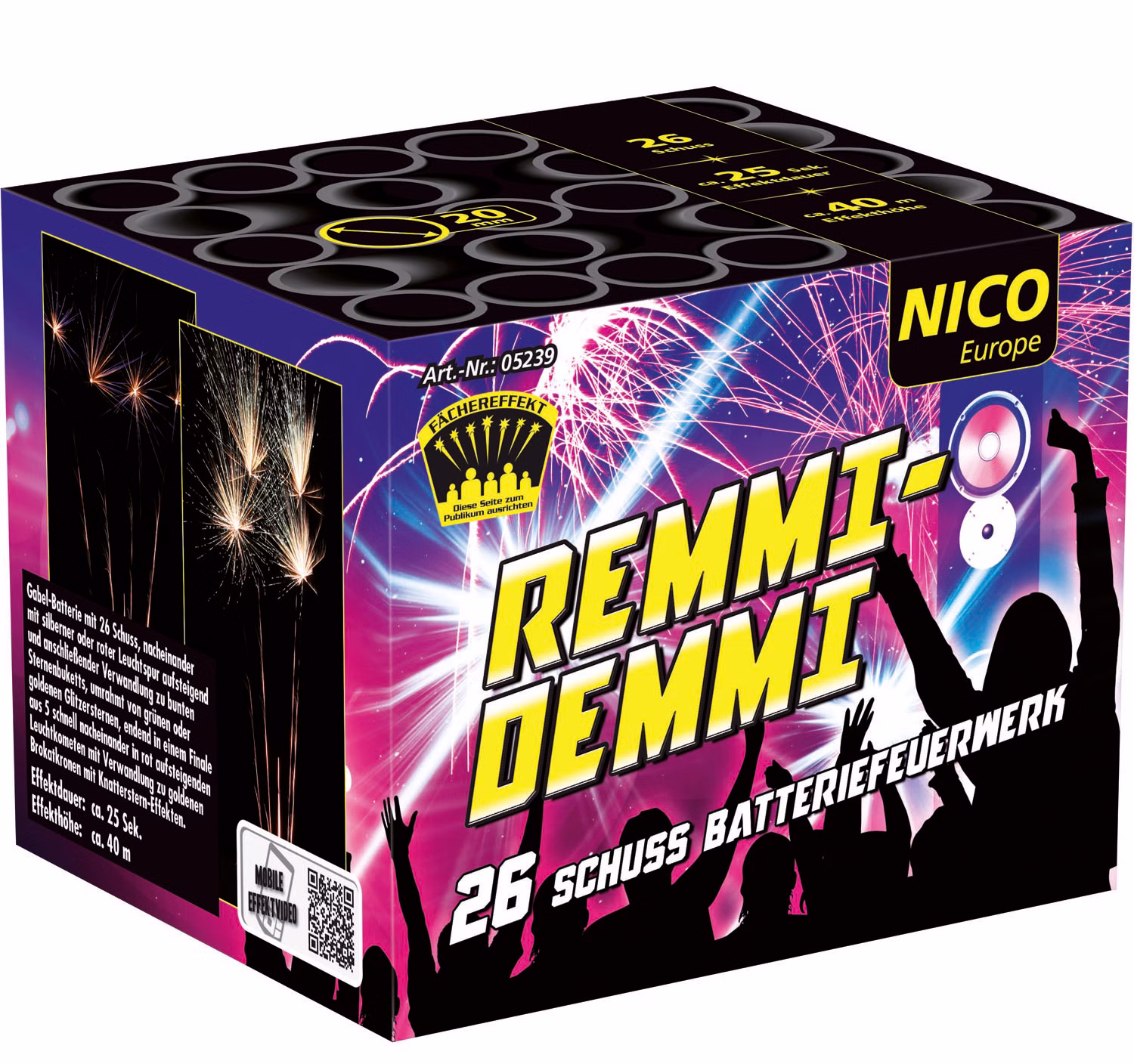 Remmidemmi Feuerwerksbatterie 26 Schuss, für Silvester, Hochzeiten, Geburtstage uvm. Remmidemmi Feuerwerksbatterie 26 Schuss, für Silvester, Hochzeiten, Geburtstage uvm.