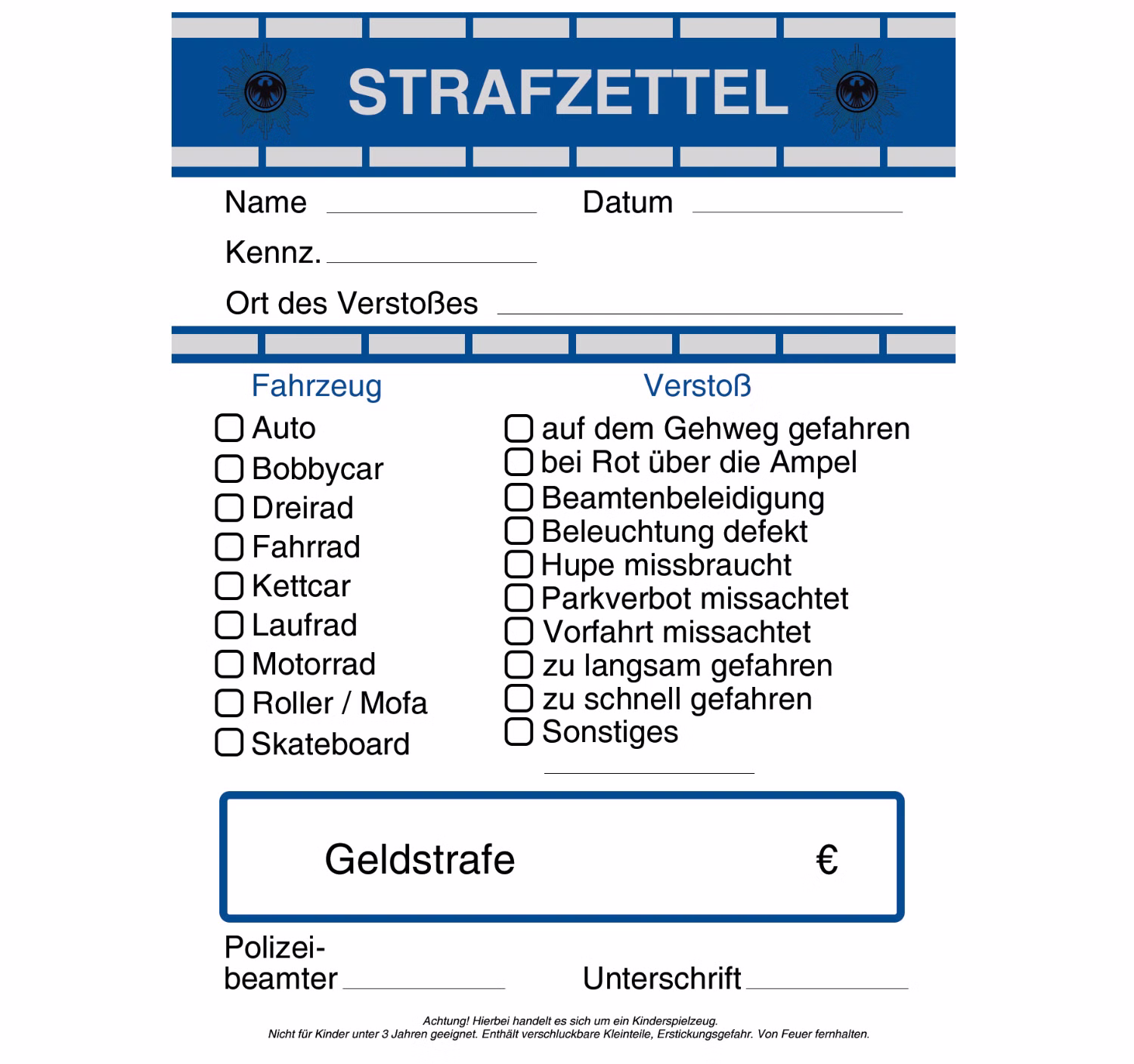 XXL Party-Set Kindergeburtstag Polizei für 6 Kinder 121 Teile Polizist Mottoparty Fasching Geburtstag