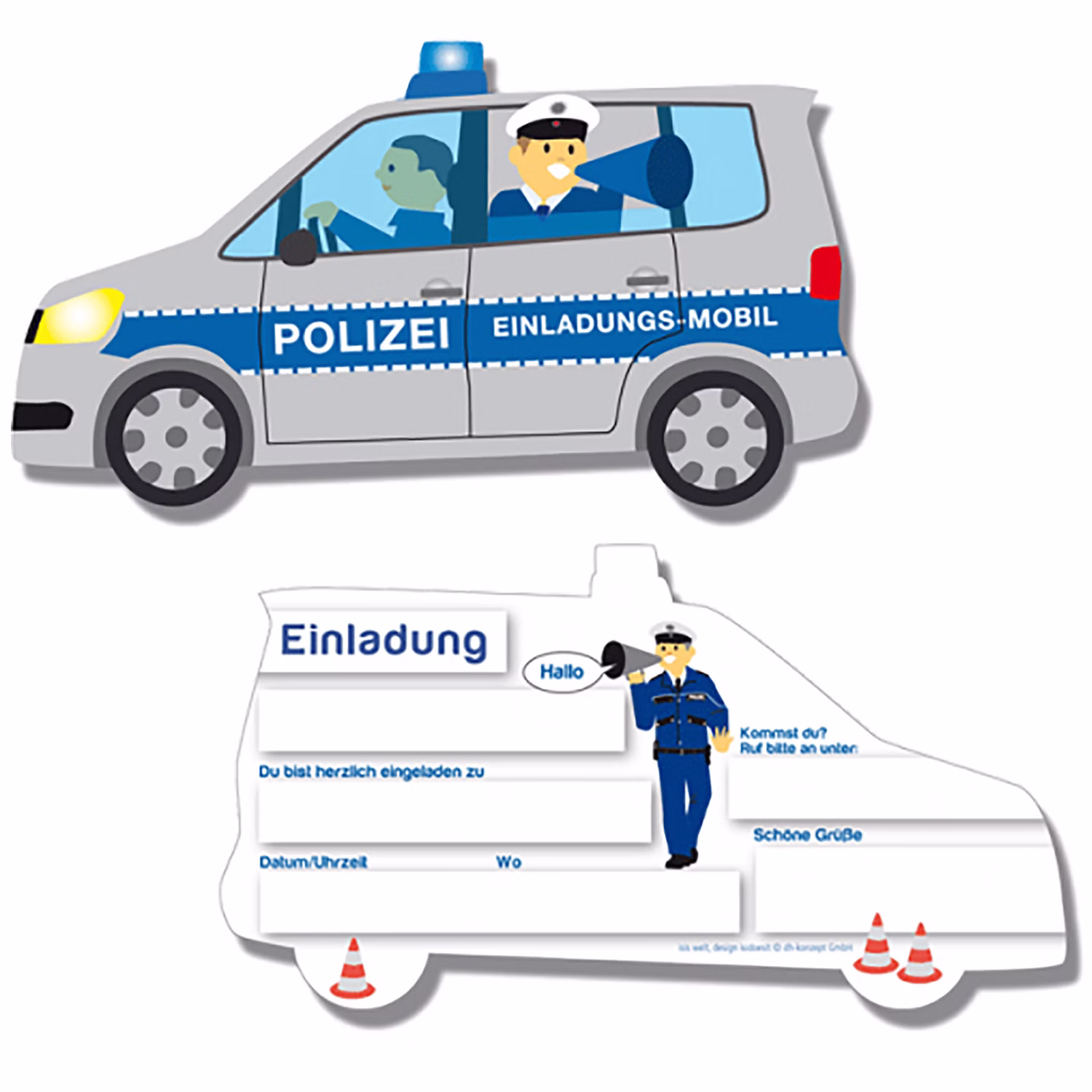 XXL Party-Set Kindergeburtstag Polizei für 6 Kinder 121 Teile Polizist Mottoparty Fasching Geburtstag