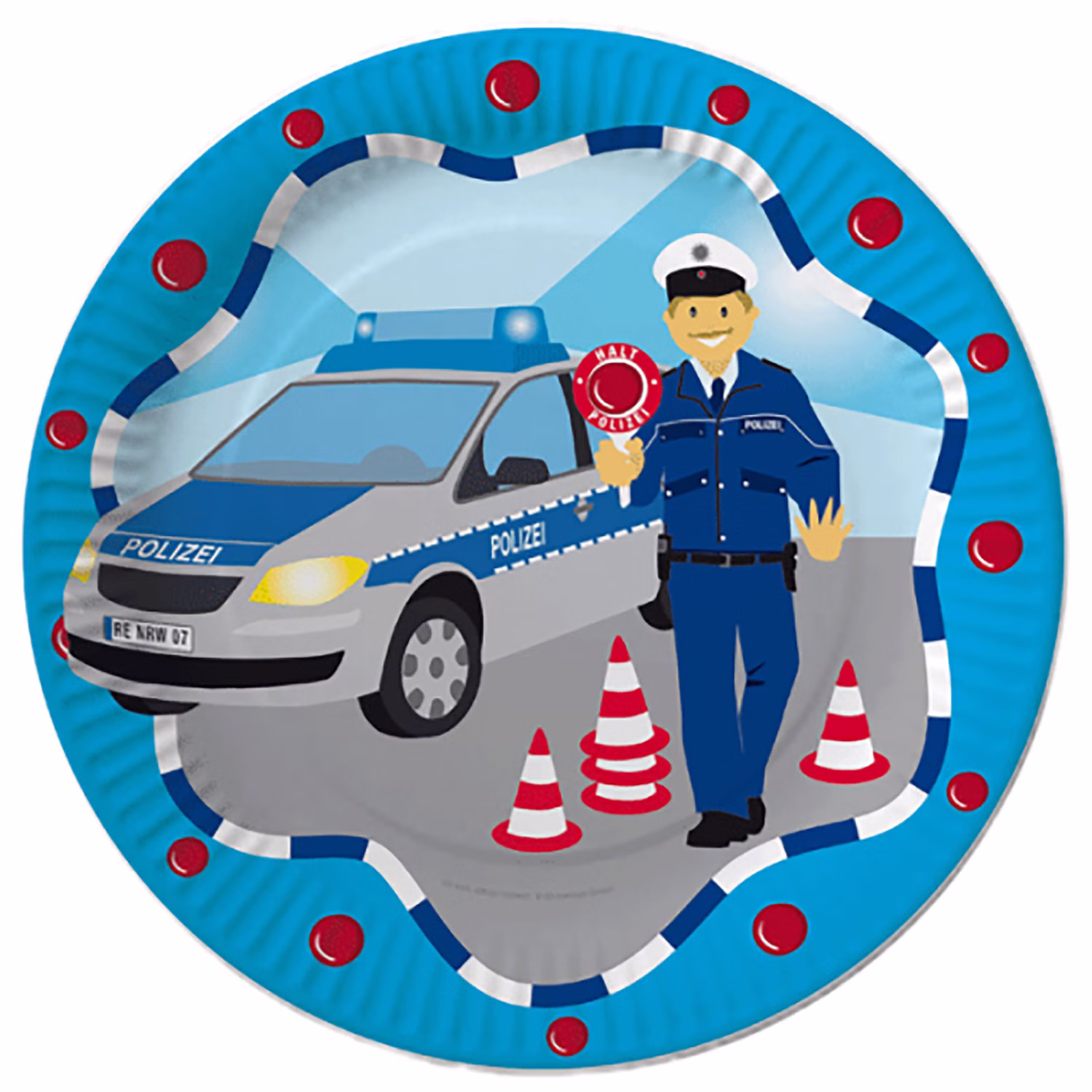 XXL Party-Set Kindergeburtstag Polizei für 6 Kinder 121 Teile Polizist Mottoparty Fasching Geburtstag