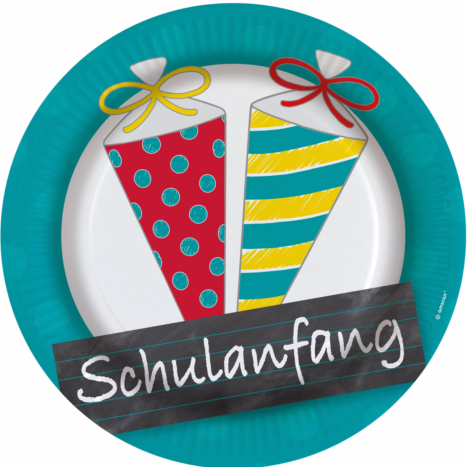 Schulanfang Party-Set 137-tlg. Einschulung Deko Zuckertüte 1. Schultag Kinder Pappgeschirr Mottoparty Schultüte Party-Zubehör Tisch-Deko Dekoration zur Einschulungsfeier Pappteller Einschulung mit Zuckertüten Motiv und Schriftzug Schulanfang für Kinderparty.